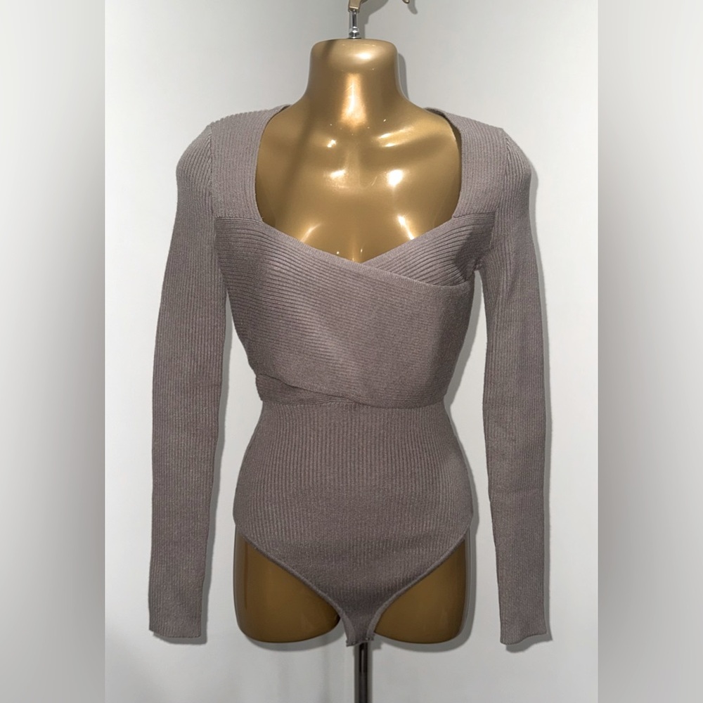Abercrombie & Fitch SoftAF Ribbed Bodysuit | Taupe | Size S
